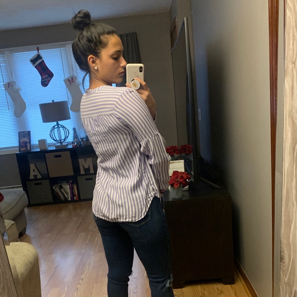 White and purple tunic top